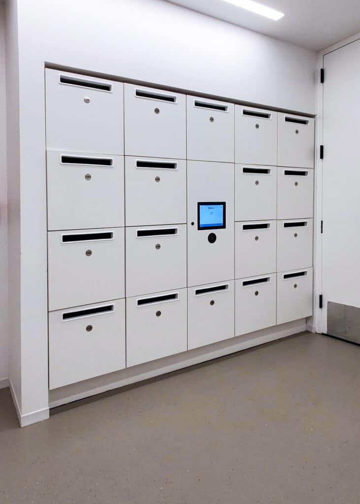 Smart Lockers with Mail Slots in the Office